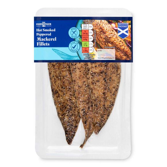 The Fishmonger Hot Smoked Black Pepper Mackerel Fillets 200g